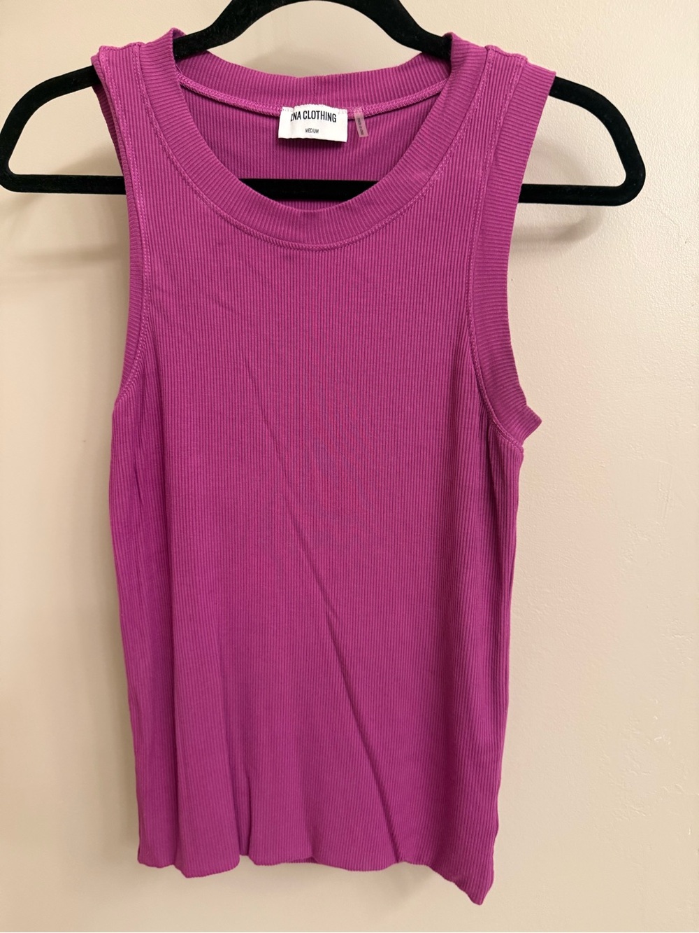 LNA Sleeveless double-layer Ribbed Tank in Deep Pink